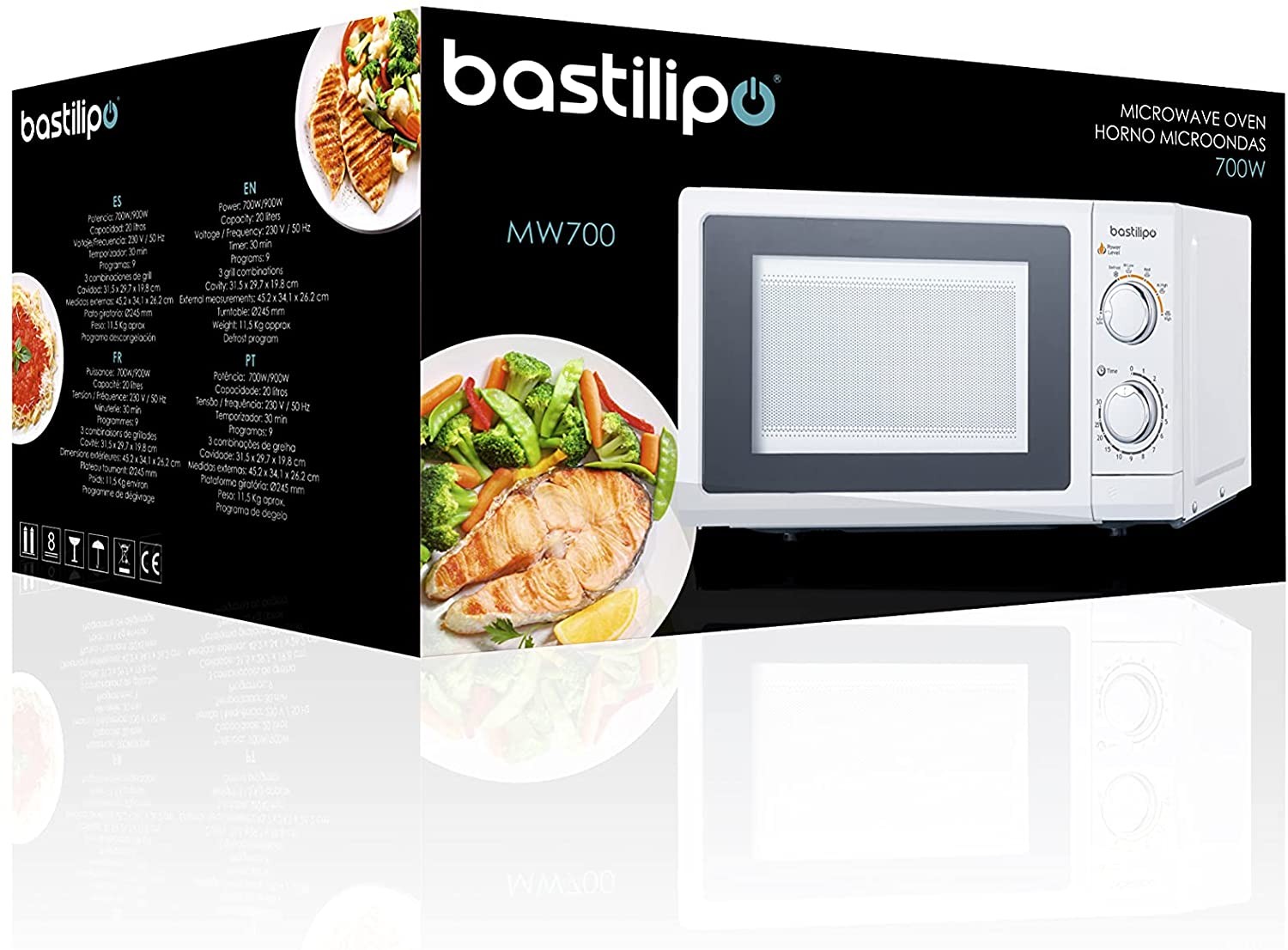 MW-700, Microondas mecanico, 20L, 700W, color blanco - Imagen 3