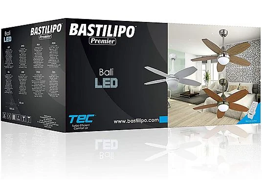 Ventilador de techo Bastilipo Bali Niquel Led - Imagen 5