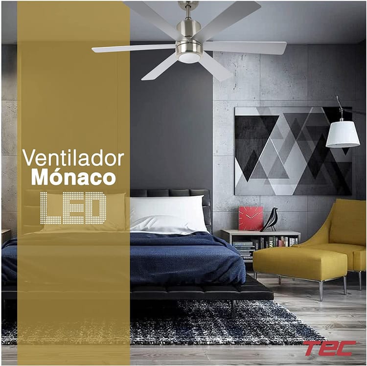Ventilador de techo Bastilipo Monaco Niquel Led - Imagen 3