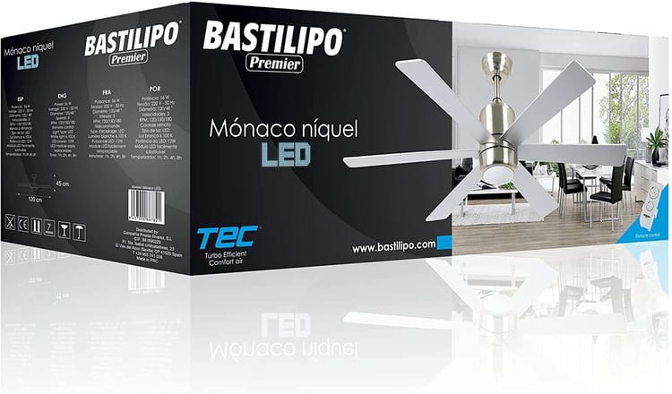 Ventilador de techo Bastilipo Monaco Niquel Led - Imagen 4