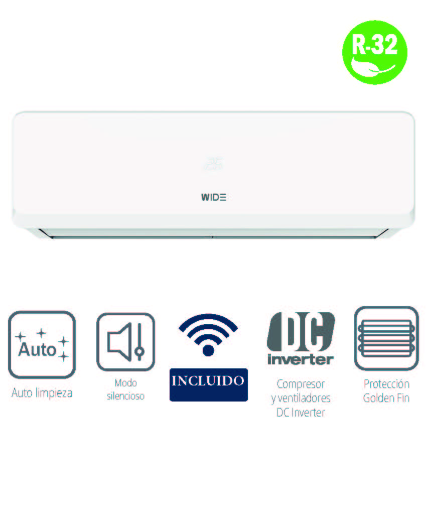 Aire Acondicionado SPLIT HTW WIDE WDS12IUL6ECO-R32 WIDE 3000 FRIG. A++/A+ - Imagen 2
