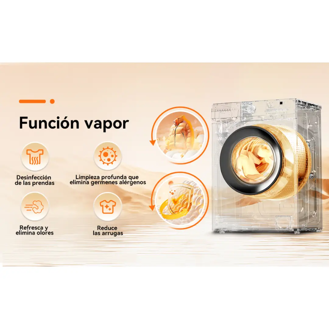 Lavadora VOK Blanca 6kg de capacidad EVW-6BAWL211200RPM VAPOR - Imagen 3