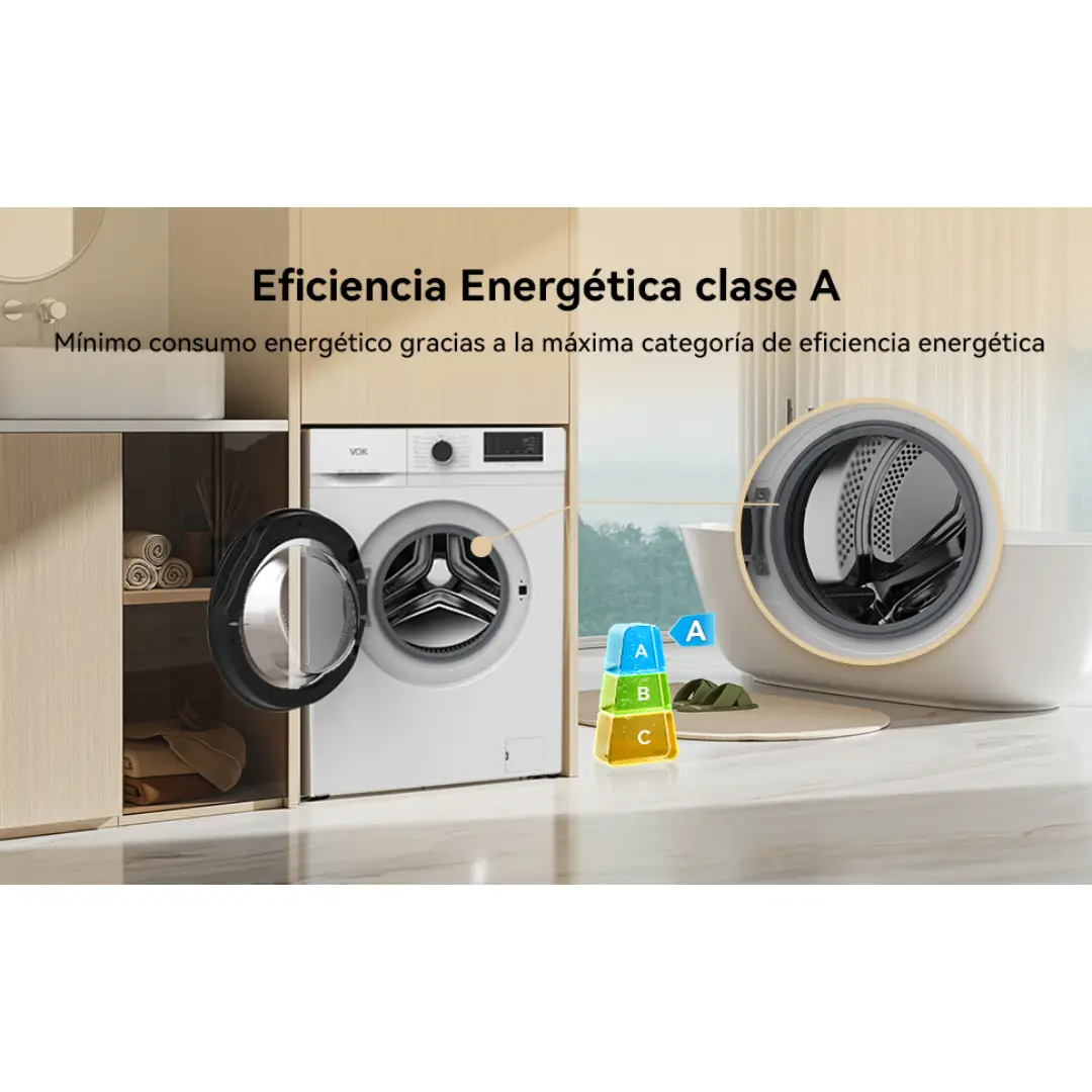 Lavadora VOK Blanca 6kg de capacidad EVW-6BAWL211200RPM VAPOR - Imagen 4