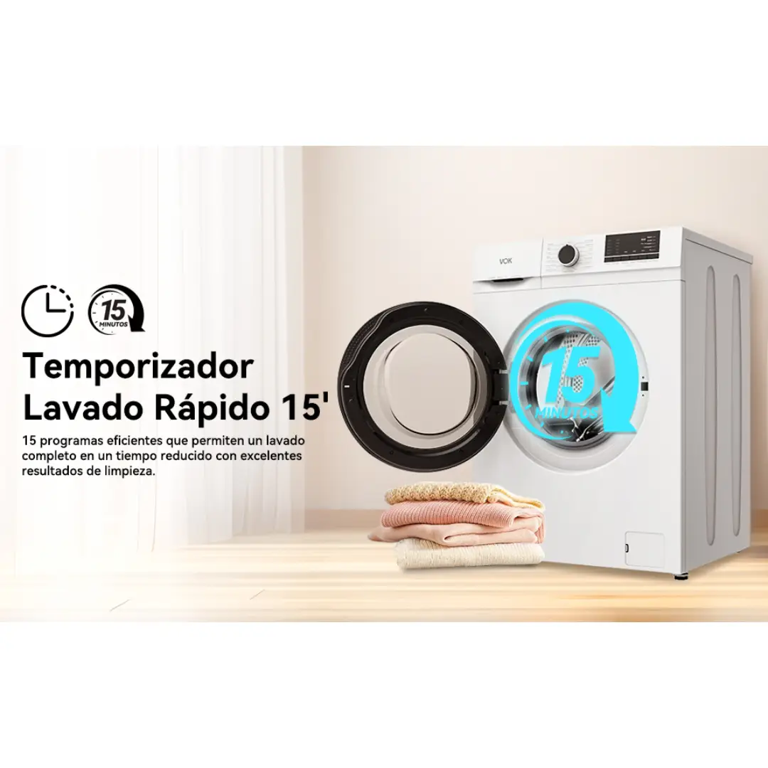 Lavadora VOK Blanca 6kg de capacidad EVW-6BAWL211200RPM VAPOR - Imagen 7