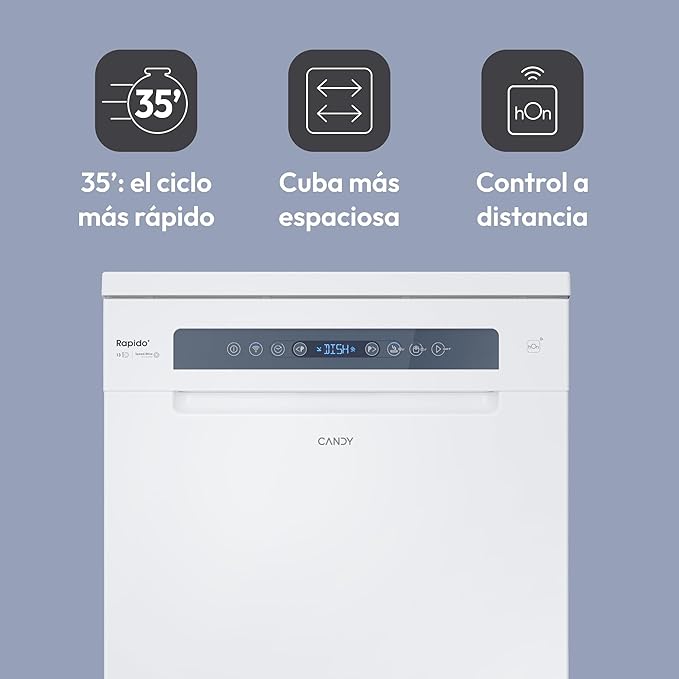 Lavavajillas Candy Rapido CF 3C7F0W 3 Servicios Digital WIFI 8 Programas - Imagen 3