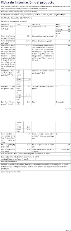 Lavadora de 8KG Candy Smart Inverter CBW 48TWME-S - Imagen 6