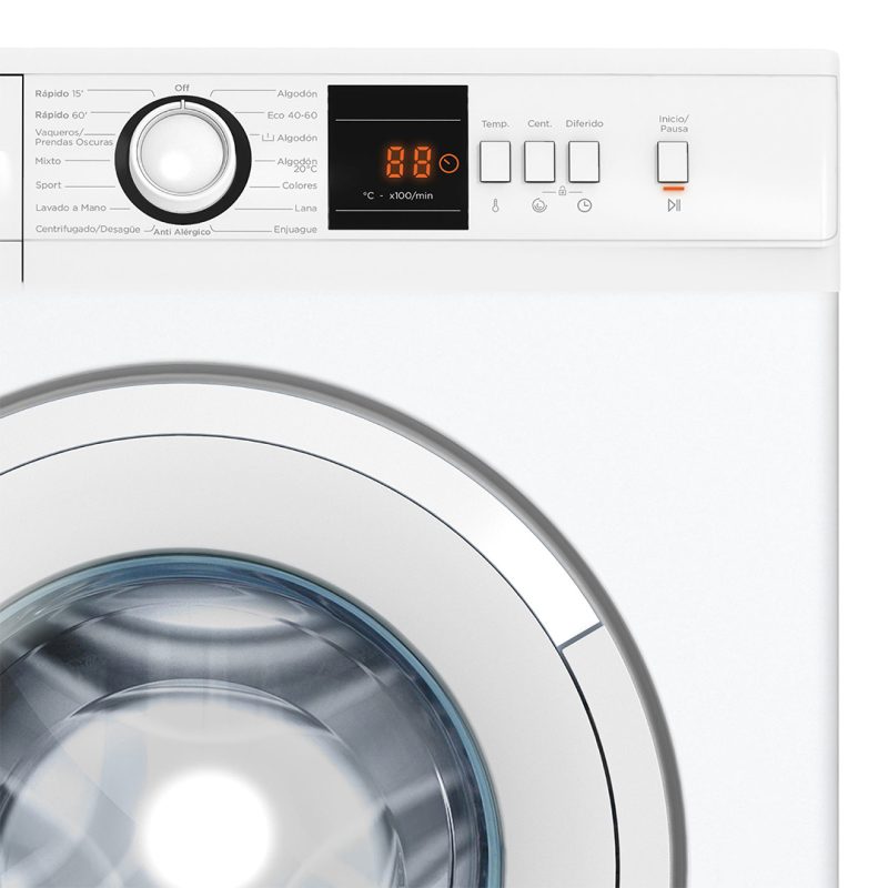 Lavadora Hyundai 8kg 1200rpm D 84,5cm 59,7cm 52,7cm Blanco Display Antialérgico C.Boomerang - Imagen 2