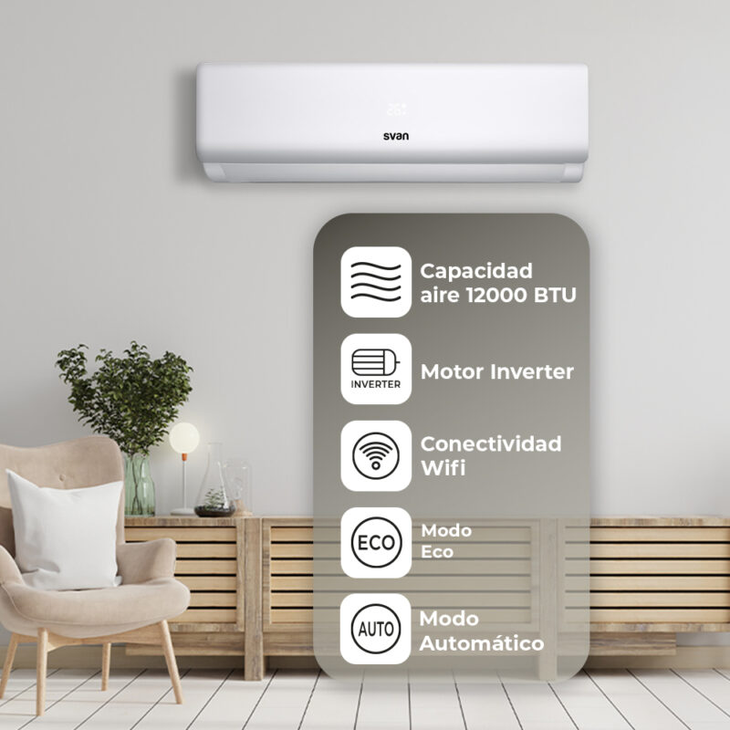 Aire Acondicionado Split Svan Saas1200w 3000 Frigorías Inverter Wifi A++ - Imagen 6