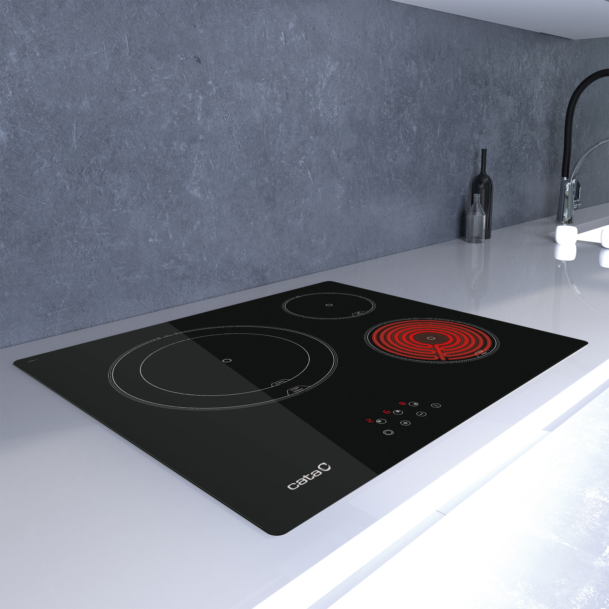 Placa de vitrocerámica - CATA ENCIMERA CATA VITROCERAMICA 3 F. TD 6003 BK, 3 zonas, 590 mm, Negro - Imagen 2