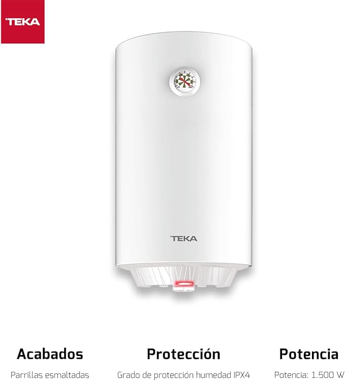 Termo eléctrico - Teka EWH 50 C, 50L, Vertical, Tanque esmaltado en Zafire, IPX4, Blanco - Imagen 3