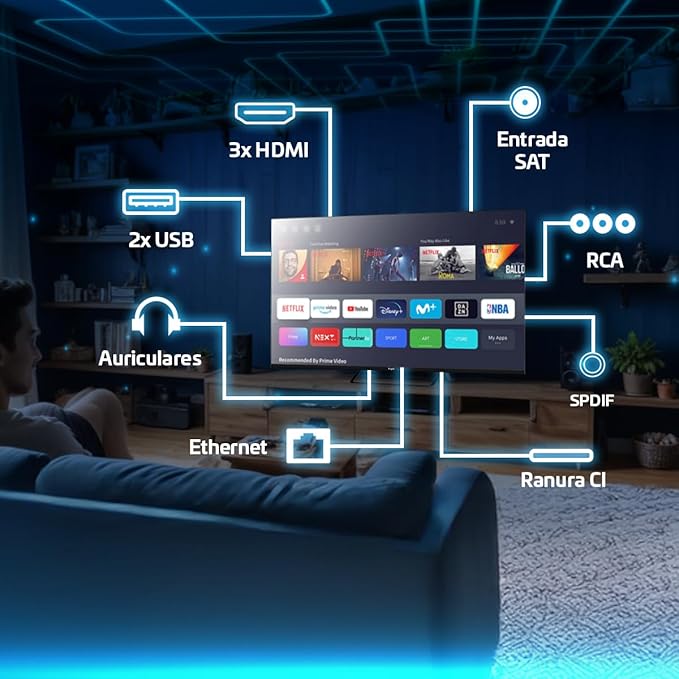 Televisor QLED 43" - Engel LE4395QLED, UHD 4K, Smart TV, DVB-T2 (H.265), HDR, Vidaa, Smart TV, Negro - Imagen 8