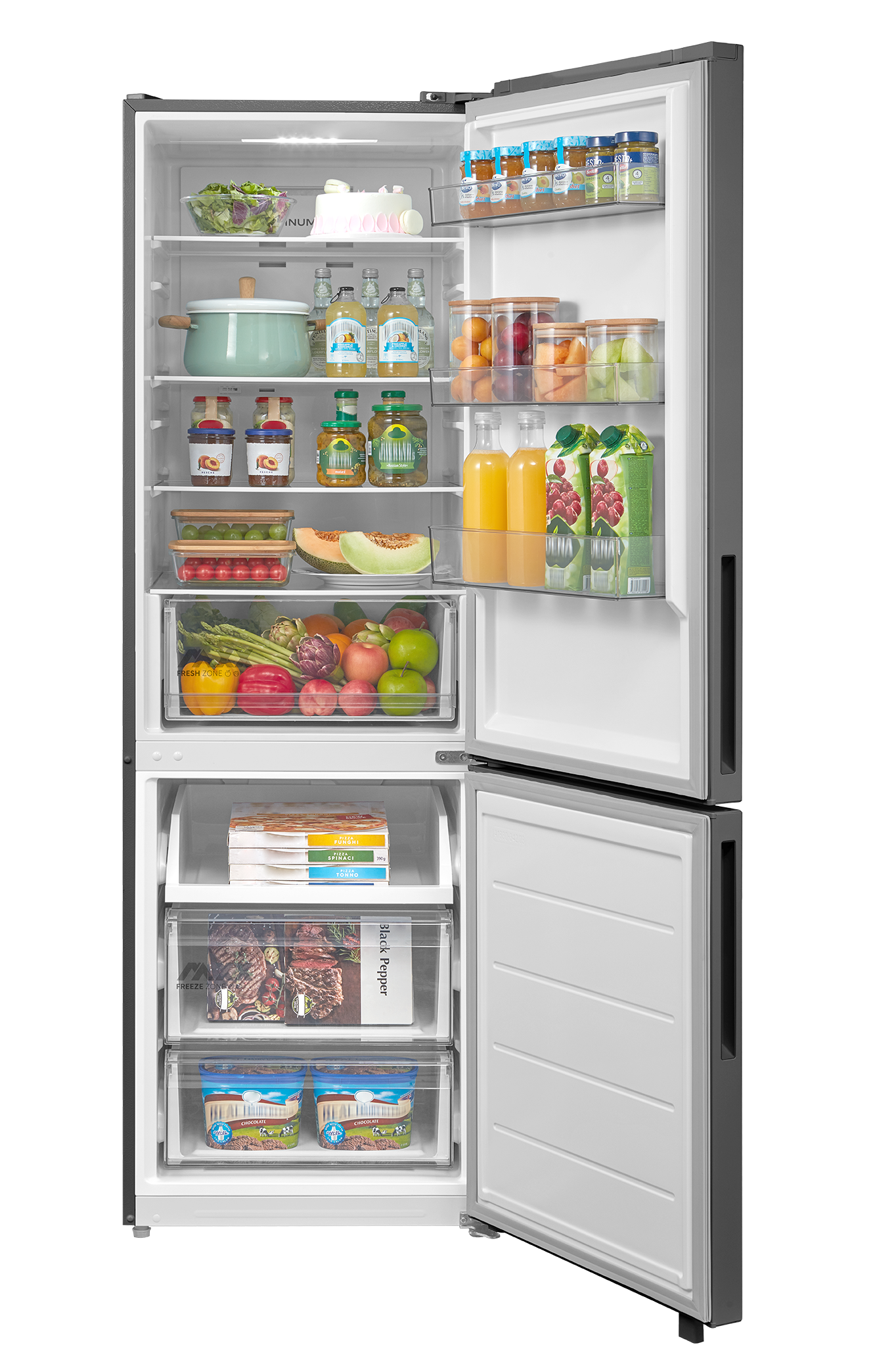 Frigorifico Combi Midea MDRB548MME46, Inox, 186 cm, No Frost - Imagen 2