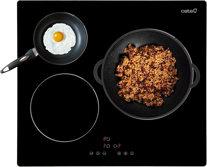 Encimera - Cata 08063101 IB 6303 BK, Eléctrica, Inducción, 3 zonas, 28 cm, Negro - Imagen 2