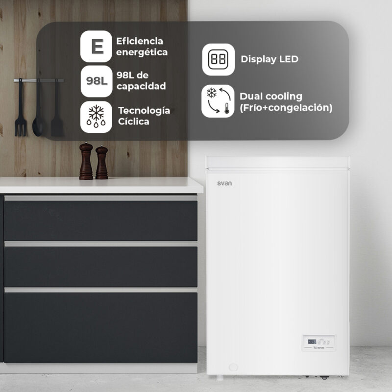 Congelador horizontal Svan SCH1001EDC Dual Cooling 98L - Imagen 5