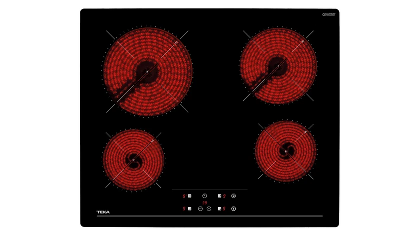 Placa vitrocerámica - Teka TZ 6415, 4 zonas, Zona grande 21 cm, Touch Control, 60 cm, Negro