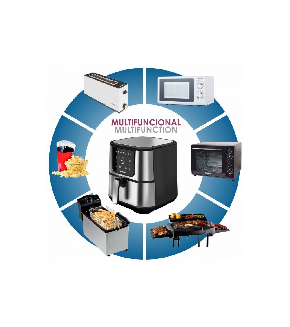 Freidora de aire digital de 5,5 Litros y 1800W, acabado acero cepillado, AF-1800, Dragon air fryer - Imagen 2