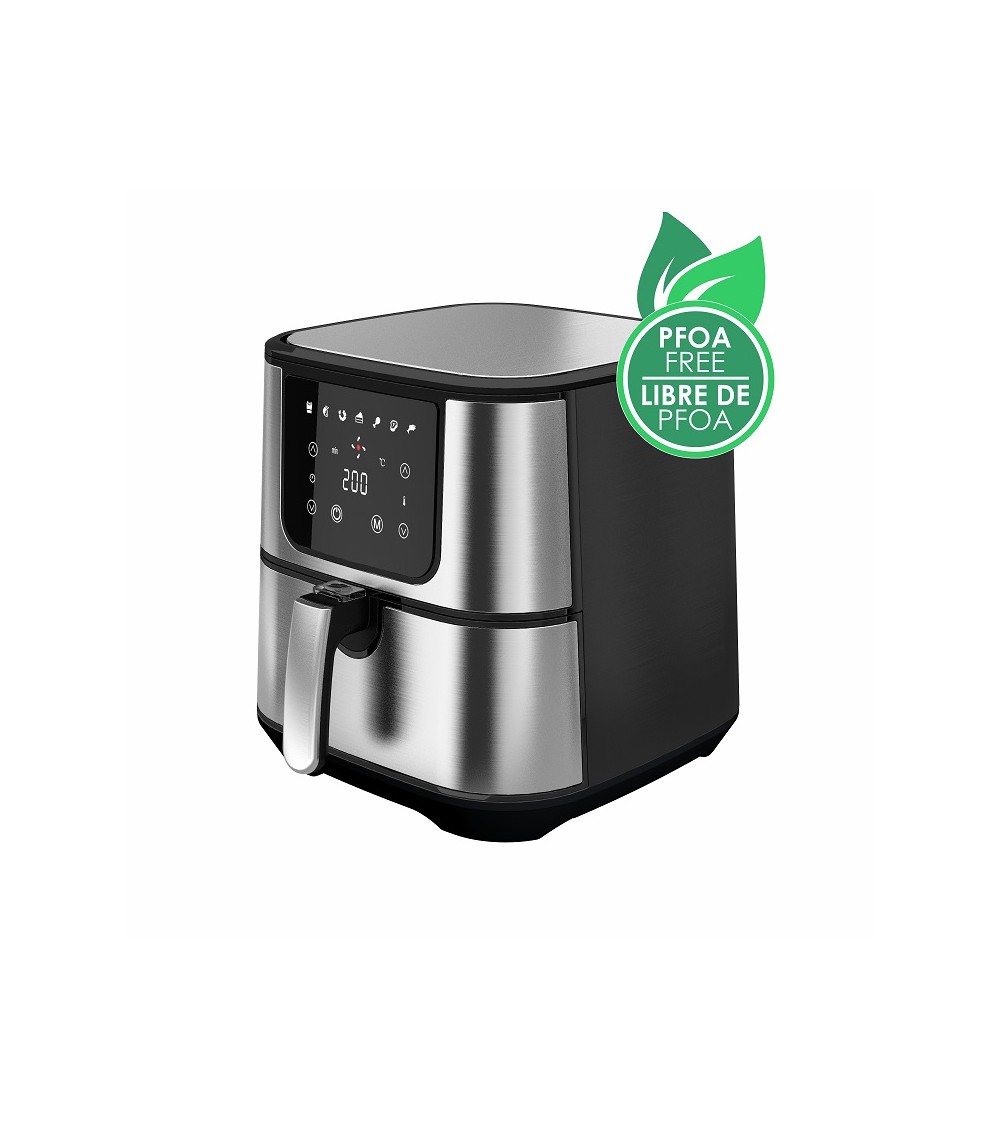 Freidora de aire digital de 5,5 Litros y 1800W, acabado acero cepillado, AF-1800, Dragon air fryer