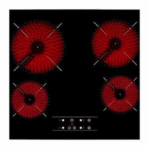 Placa vitrocerámica - Teka TB 6415, 4 zonas, Zona grande 21 cm, Touch Control, 60 cm, Negro