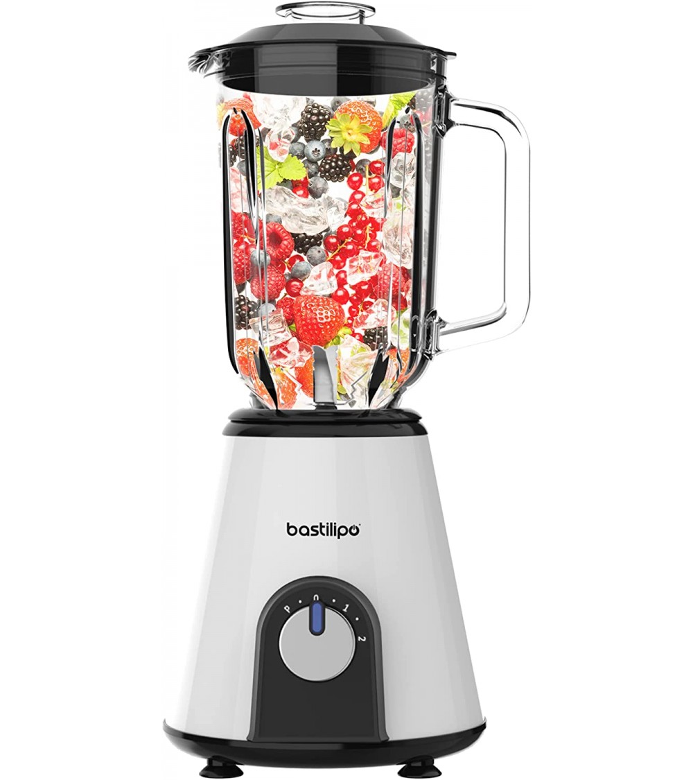 Batidora de vaso 800W, chasis de acero, 2 velocidades + pulse, jarra 1,5 litros, color blanco, BVA-800B - Imagen 2