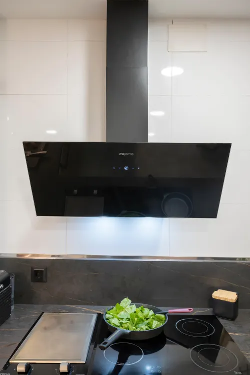 Campana decorativa - MEPAMSA CUADRO 90, 580 m³/h, 895 mm, Negro - Imagen 3