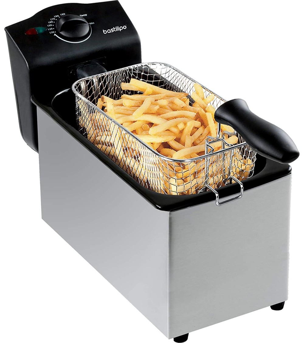 Freidora eléctrica de 3 litros, 2000W, Inox, cubeta esmaltada, FE-2000-3L