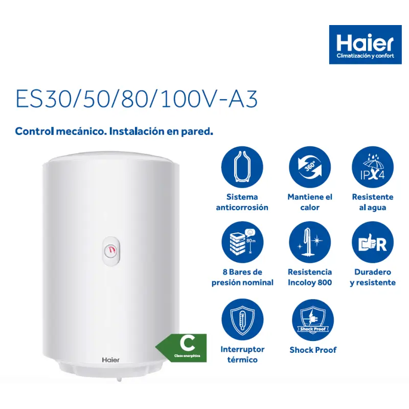 Termo Haier ES50VA3, Vertical, 50 litros, 1500/25