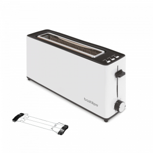 Tostador blanco Firefox AB-900, color blanco, ranura larga rebanadas, 900W - función descongelar - bandeja recogemigas