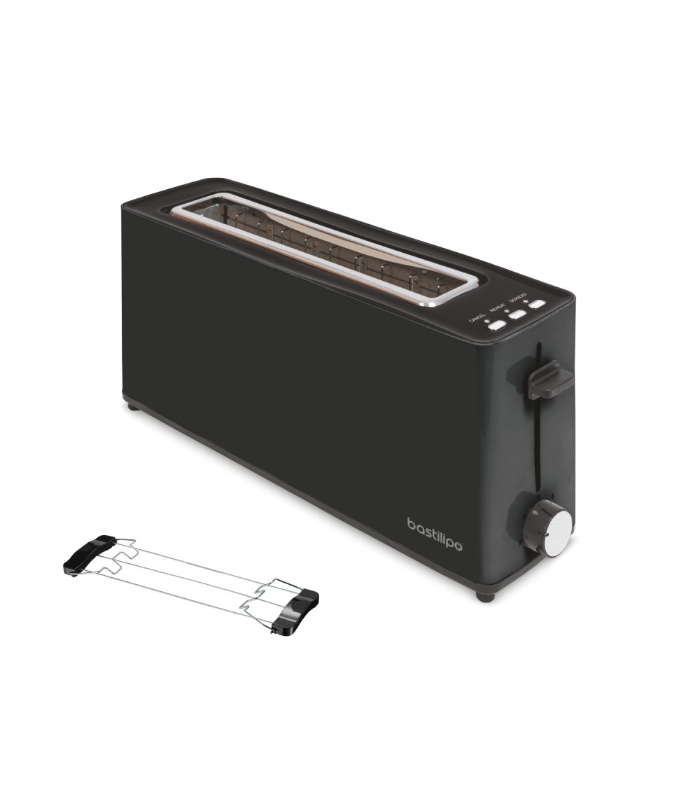 Tostador Firefox AN-900 Color negro, ranura larga rebanadas, 900W - función descongelar - bandeja recogemigas