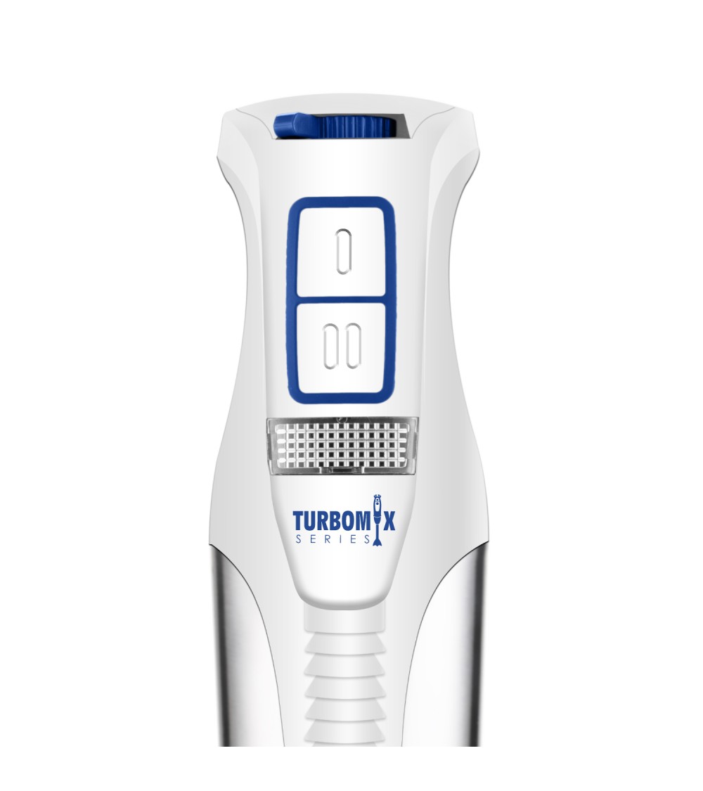 Batidora de brazo con accesorios de 1200W, 4 cuchillas de acero, color blanco/acero, TURBOMIX-1200ACC - Imagen 3