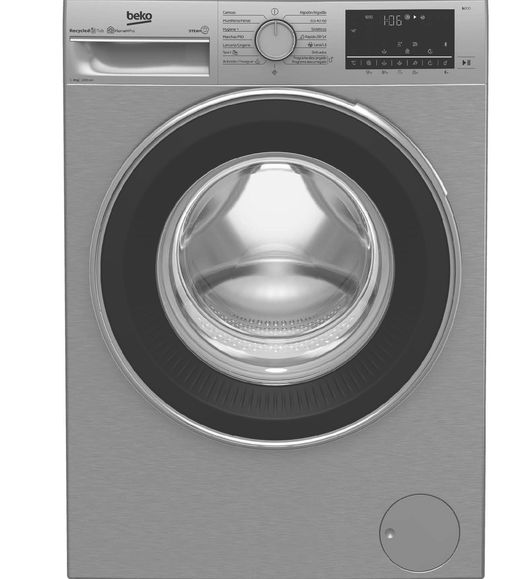 LAVADORA BEKO B3WFT58220X 8/KG. 1200/RPM. INOX A+++ Tara