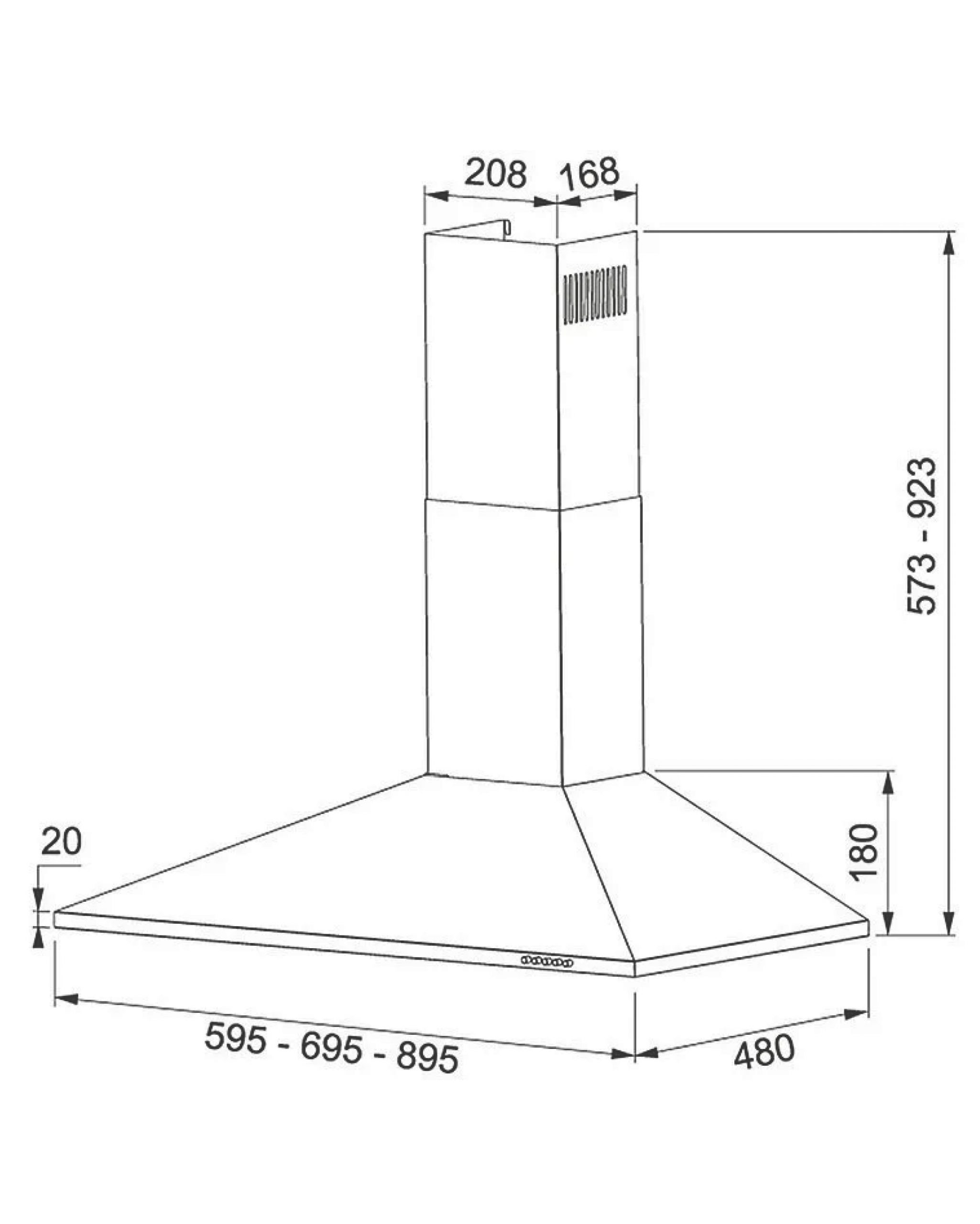 CAMPANA DECORATIVA MEPAMSA PIRAMIDE Plus 60 X Inox 290 m³/h - Imagen 3