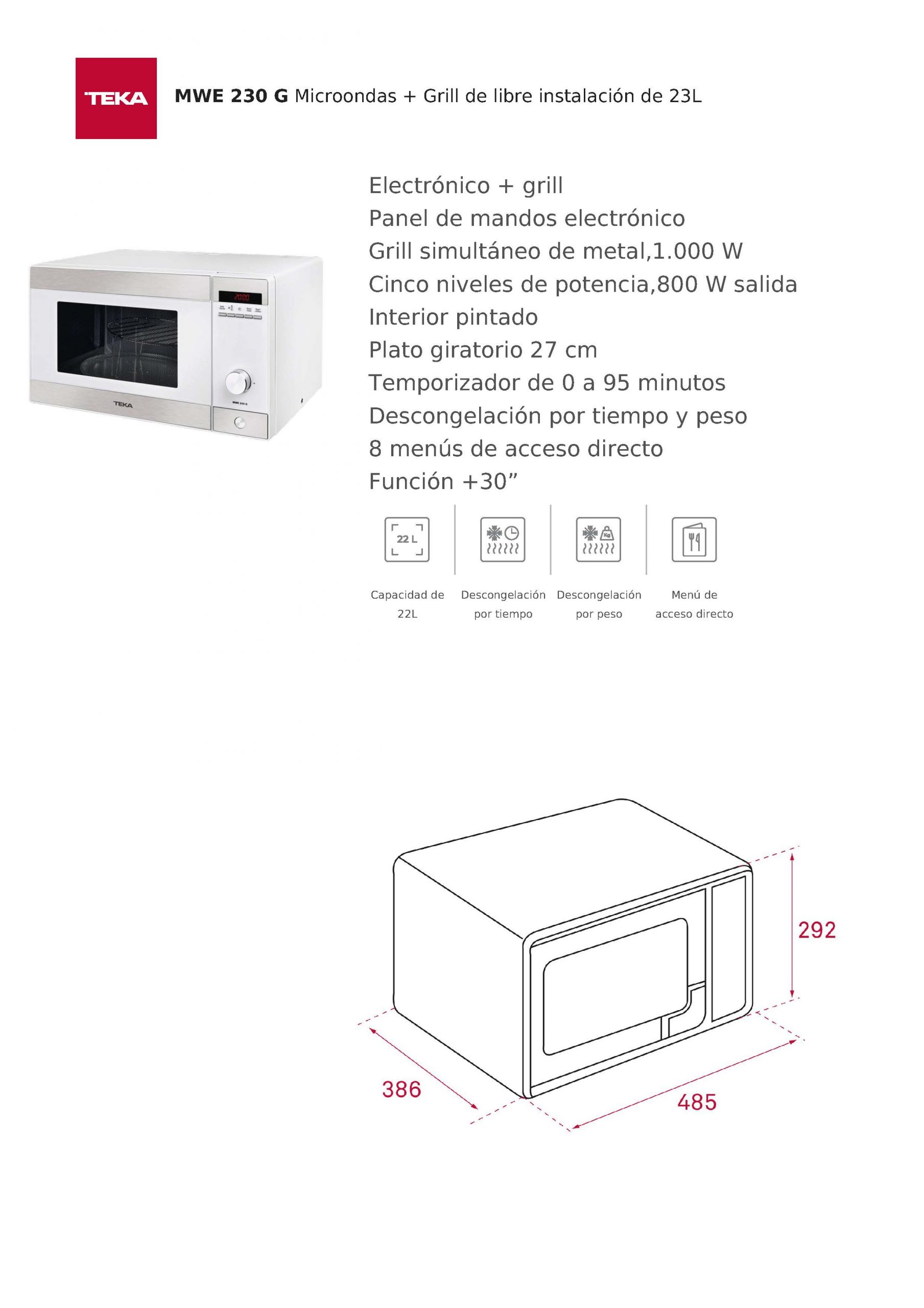MICROONDAS TEKA MWE230G - Imagen 3