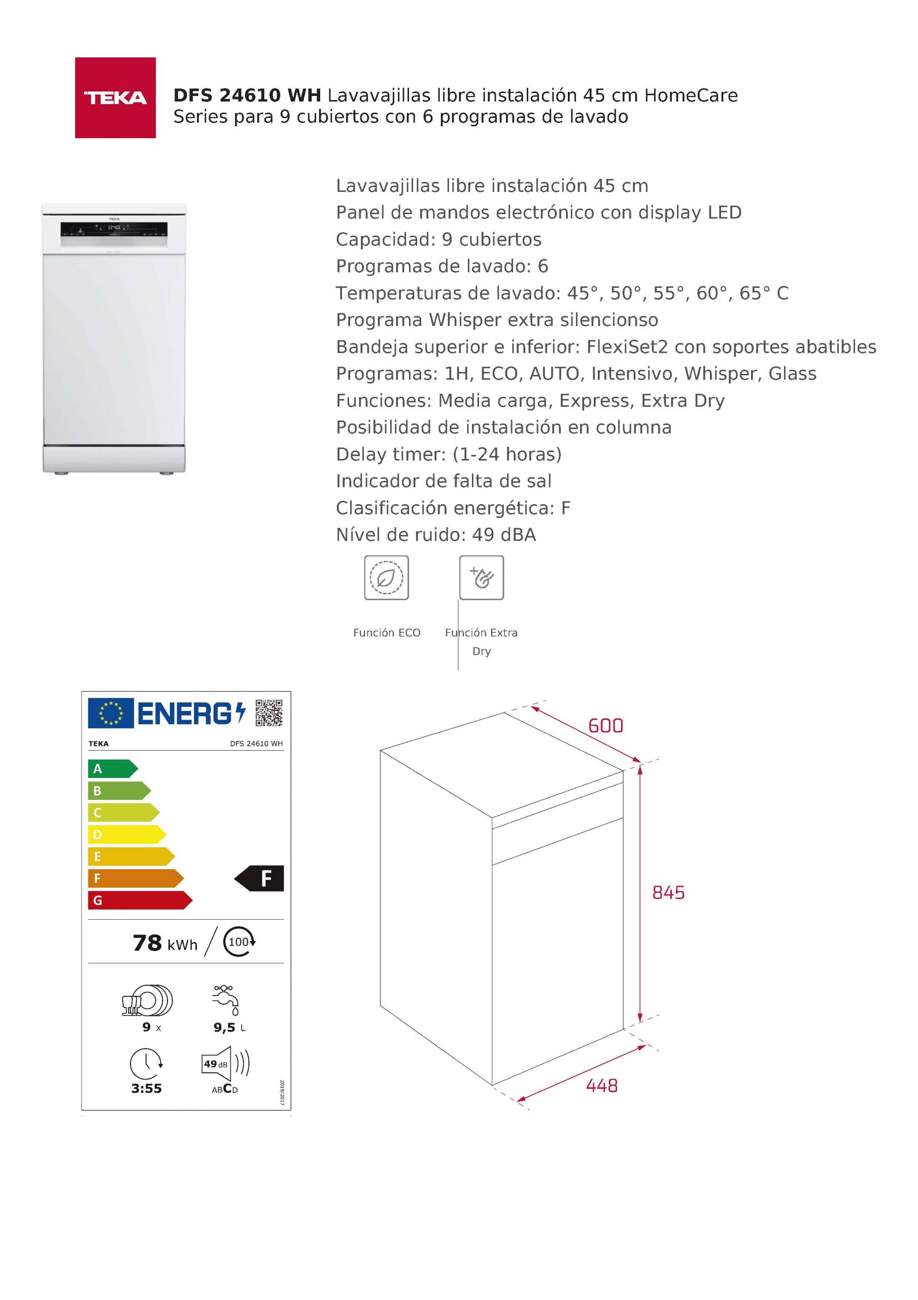 LAVAVAJILLAS TEKA DFS24610 45/CMS 6/PROGRAMAS - Imagen 4