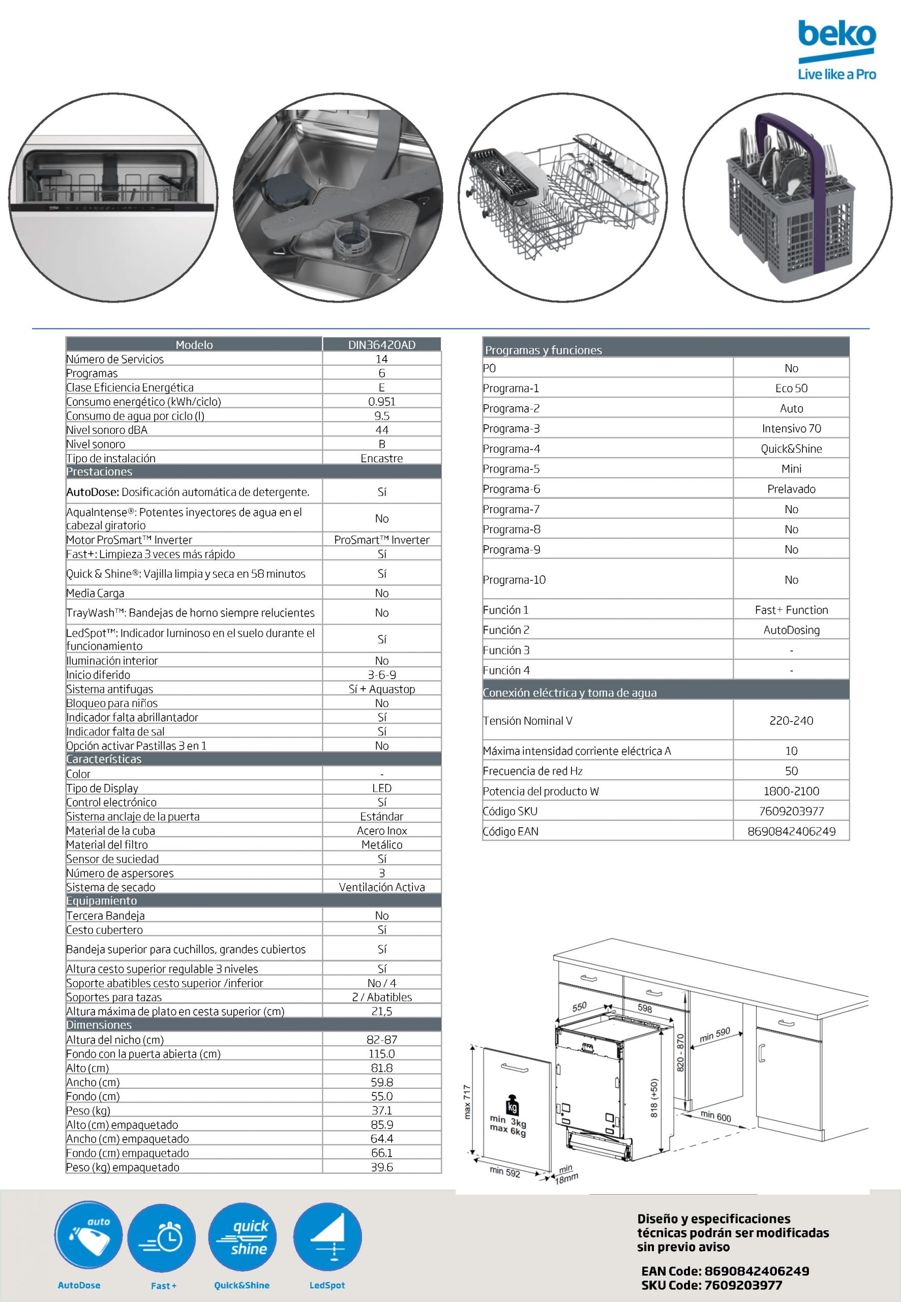 LAVAVAJILLA INTEGRABLE BEKO DIN36420AD - Imagen 6