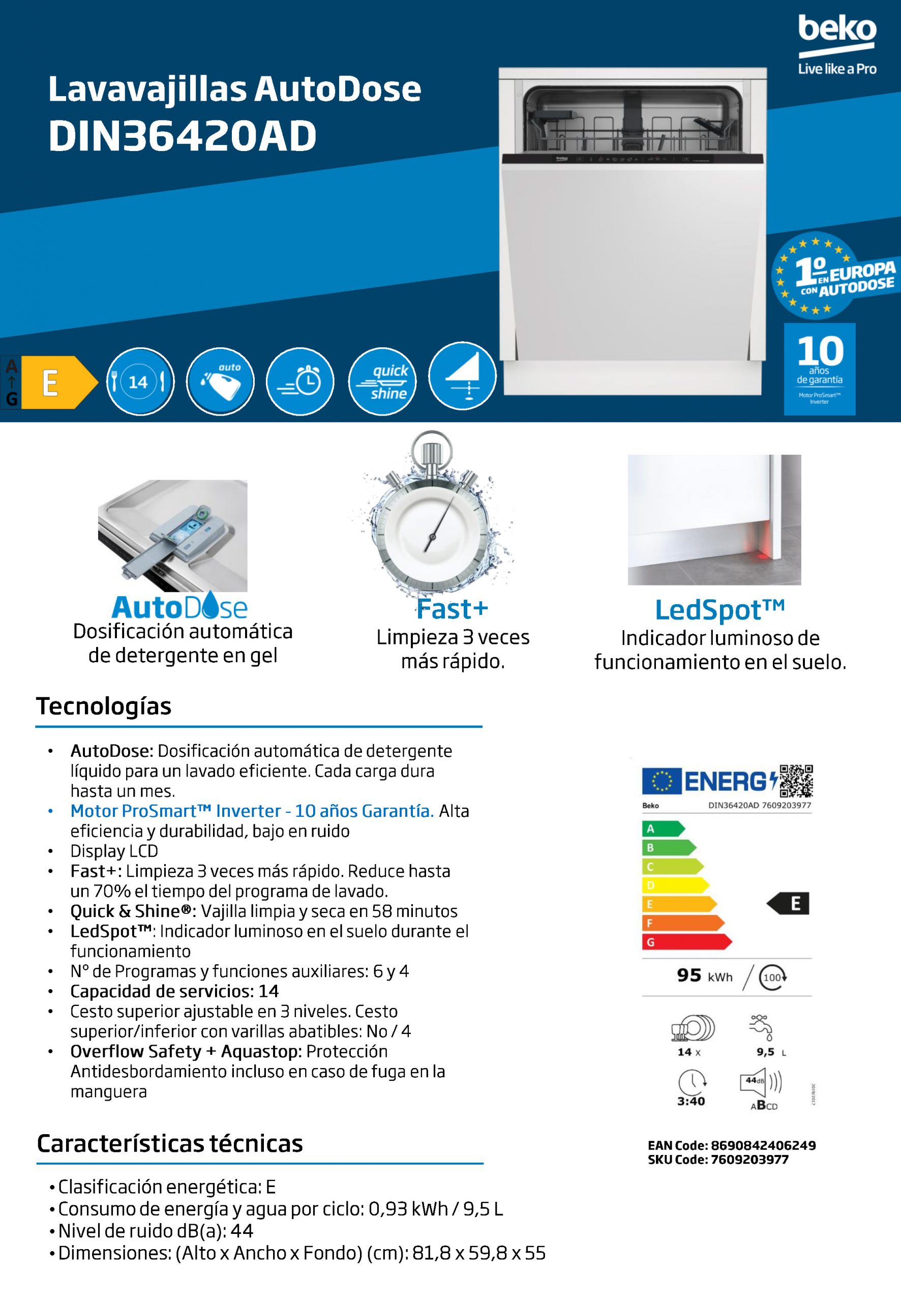 LAVAVAJILLA INTEGRABLE BEKO DIN36420AD - Imagen 5