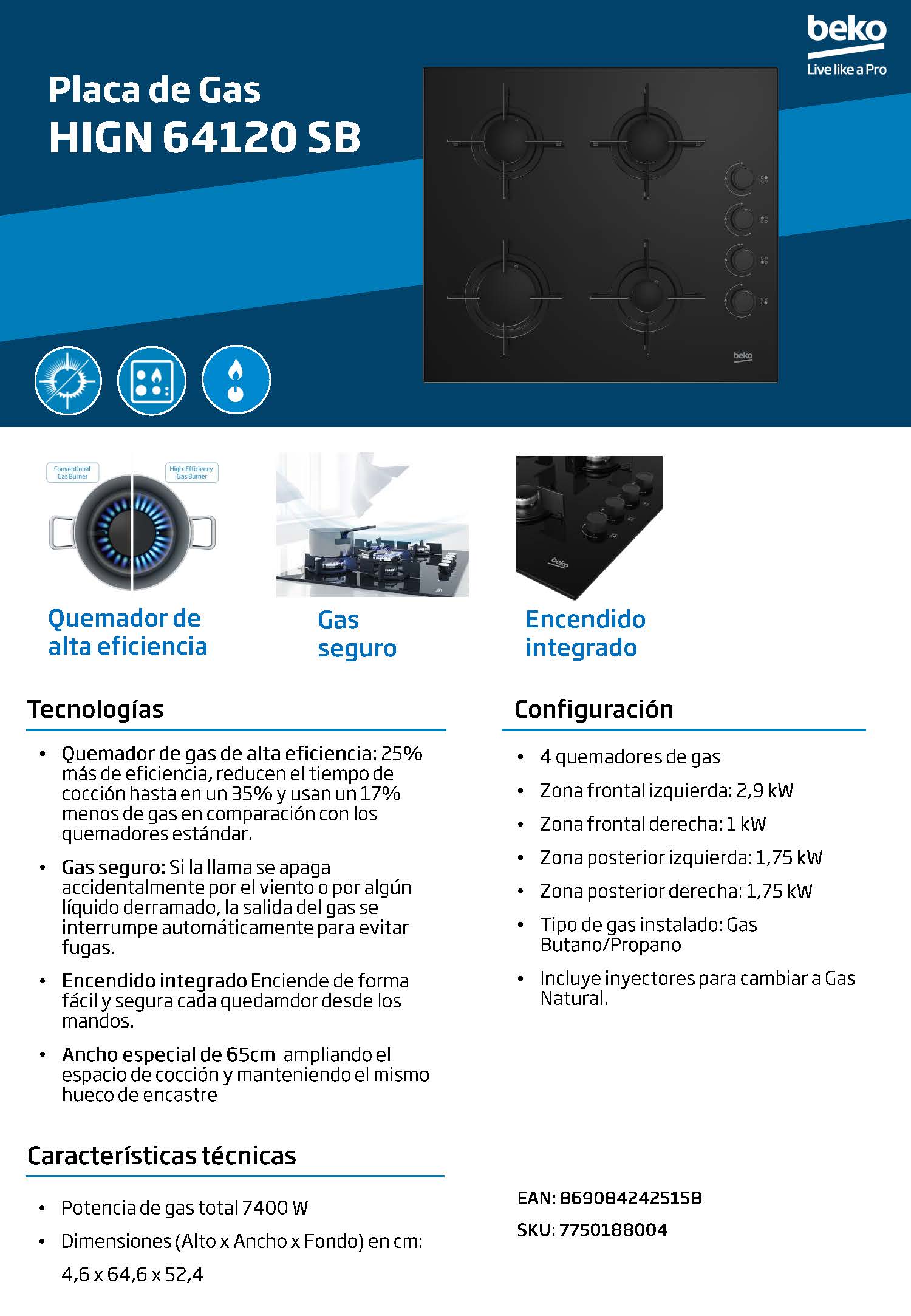 PLACA CRISTALGAS BEKO HING64120SB - Imagen 4