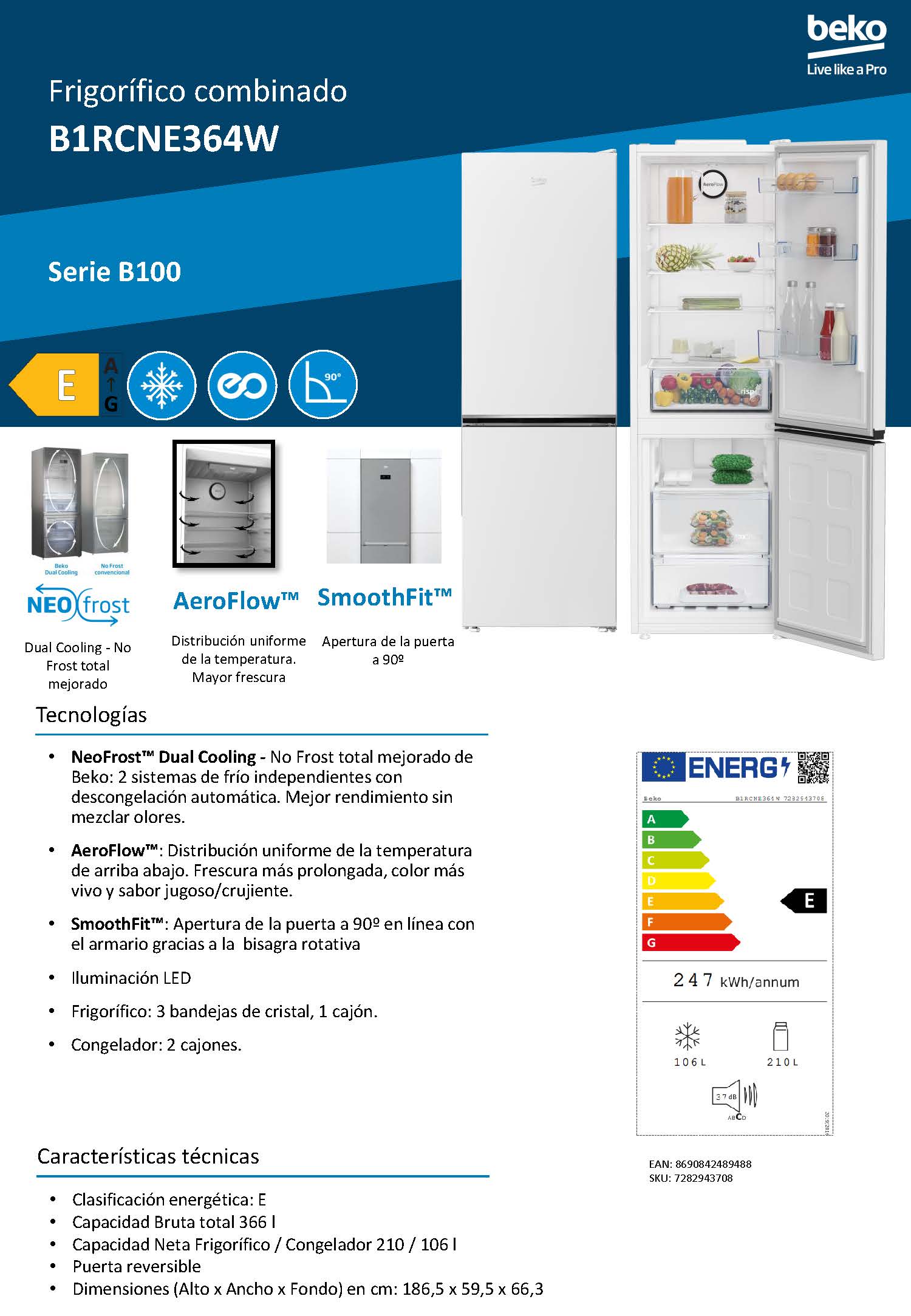 COMBI BEKO B1RCNE364W - Imagen 4