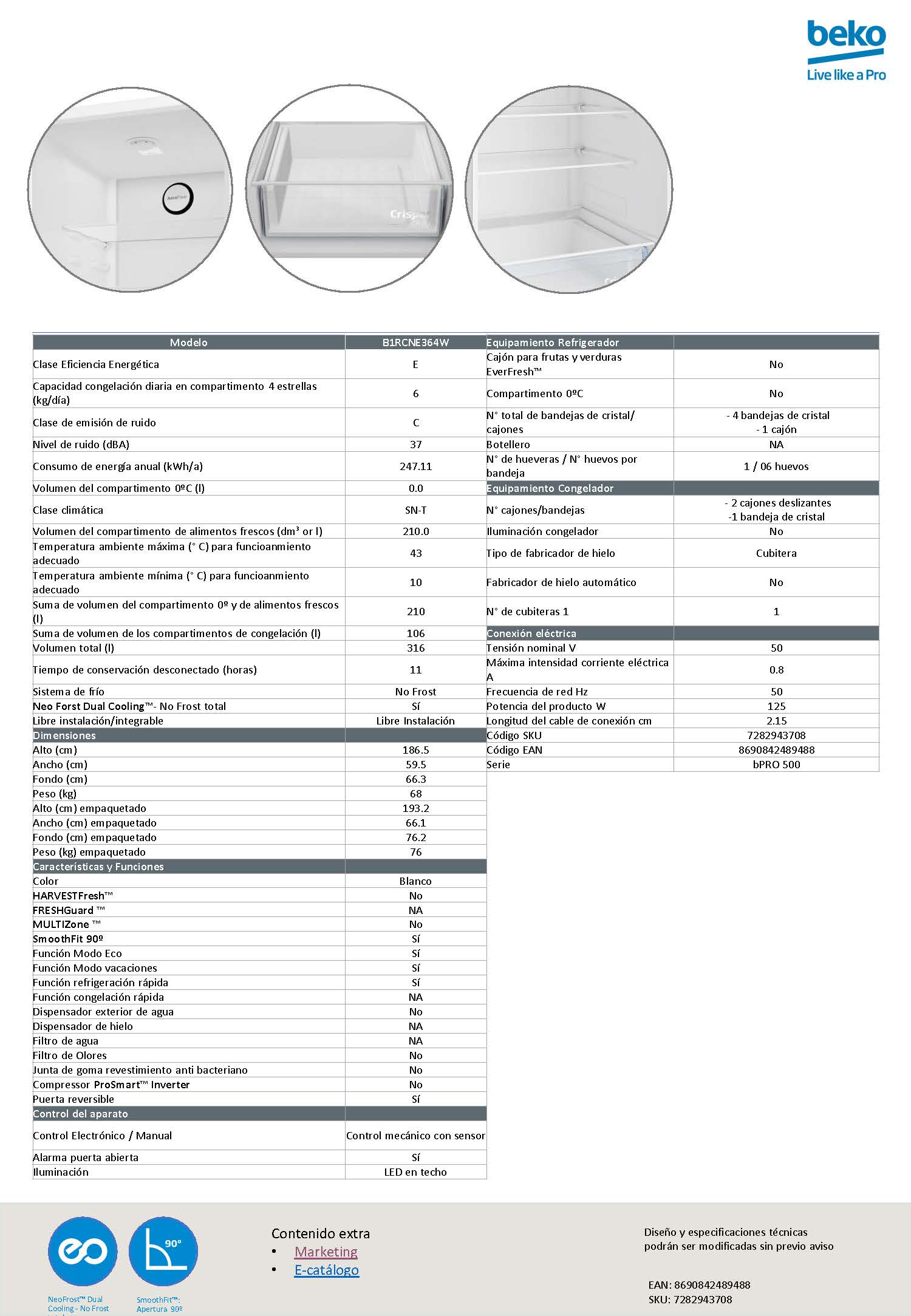 COMBI BEKO B1RCNE364W - Imagen 5