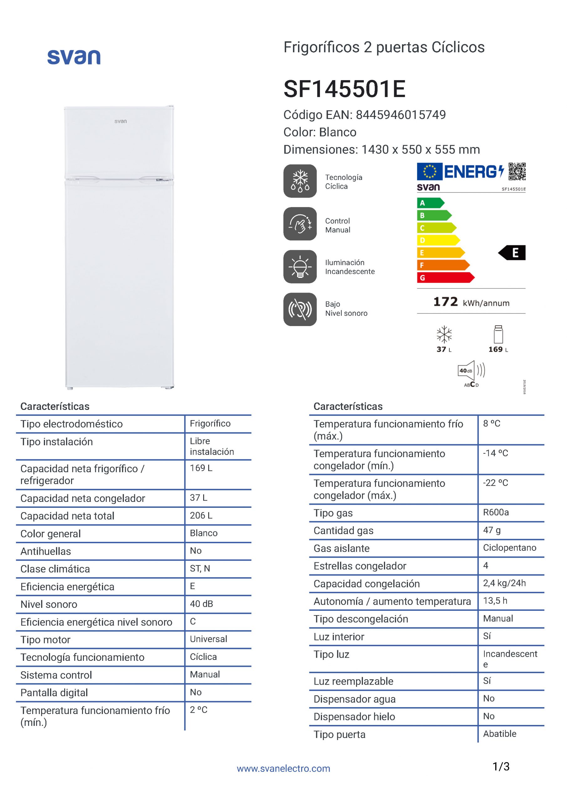 FRIGORIFICO SVAN SF145501E - Imagen 4