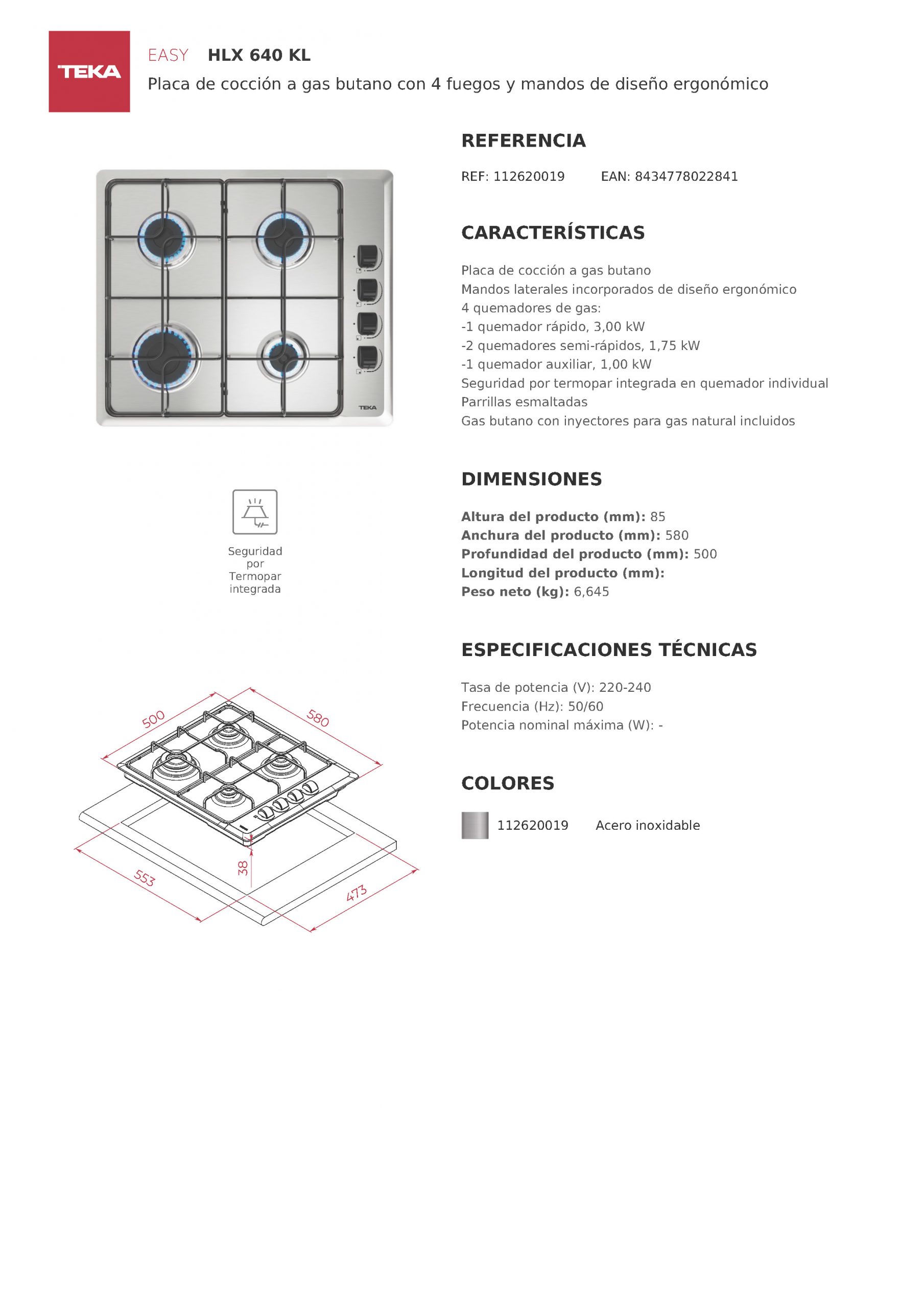 PLACA INDEPENDIENTE TEKA HLX640BUT - Imagen 4