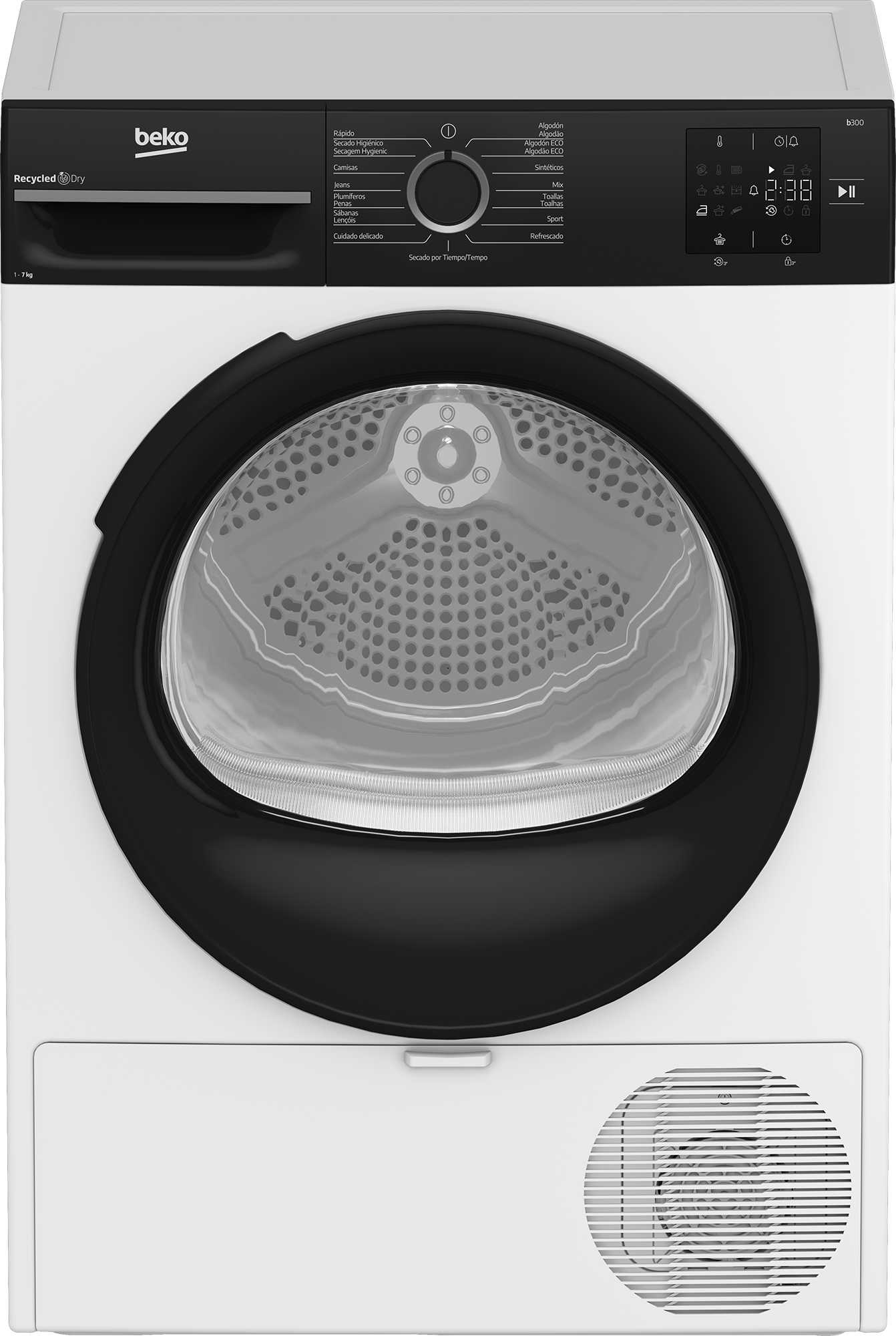 SECADORA CON BOMBA DE CALOR BEKO BM3T37230W 7/KG