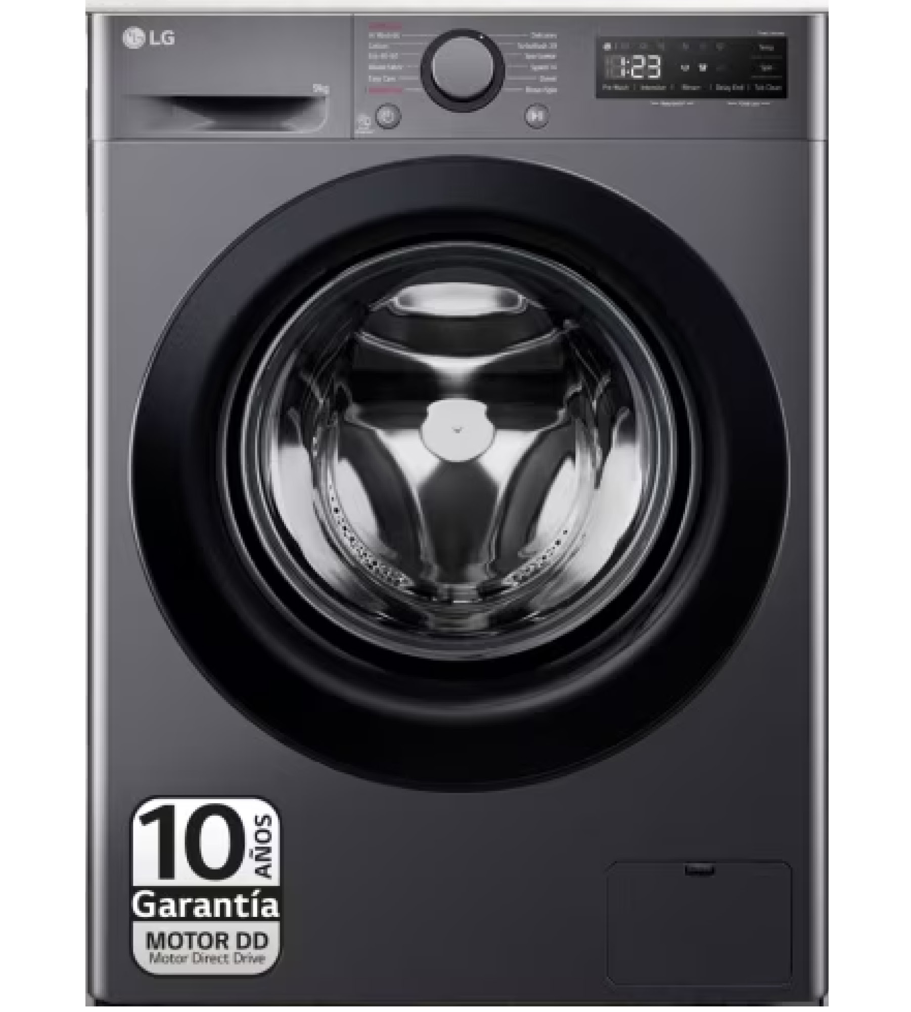 LAVADORA L.G. F4WR5009A6M 9/KG INOX DARK 1400/RPM VAPOR