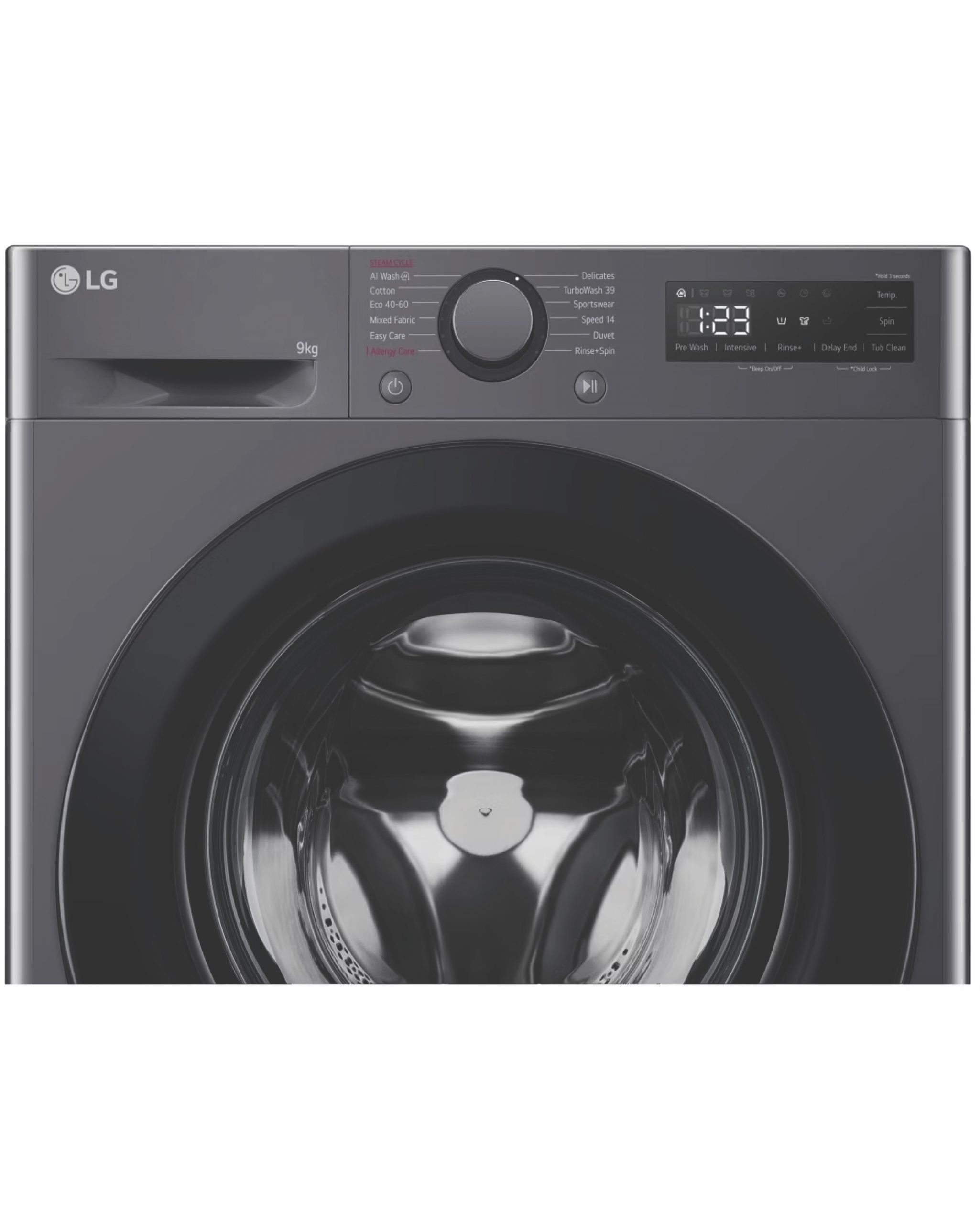 LAVADORA L.G. F4WR5009A6M 9/KG INOX DARK 1400/RPM VAPOR - Imagen 3