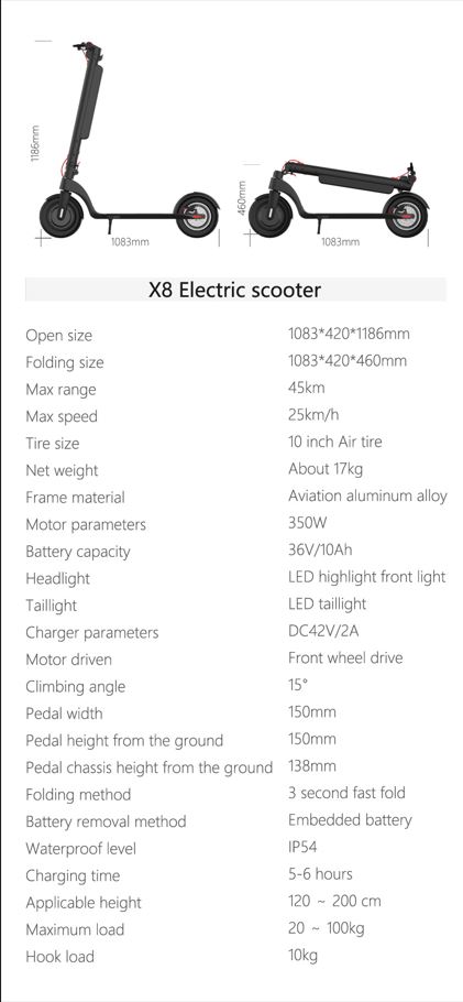 PATINETE ELECTRICO HX X8 10″ - Imagen 5