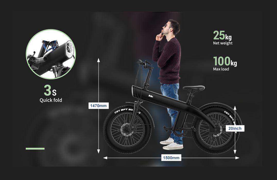 BICICLETA ELÉCTRICA Q3JC 20×4″ - Imagen 4