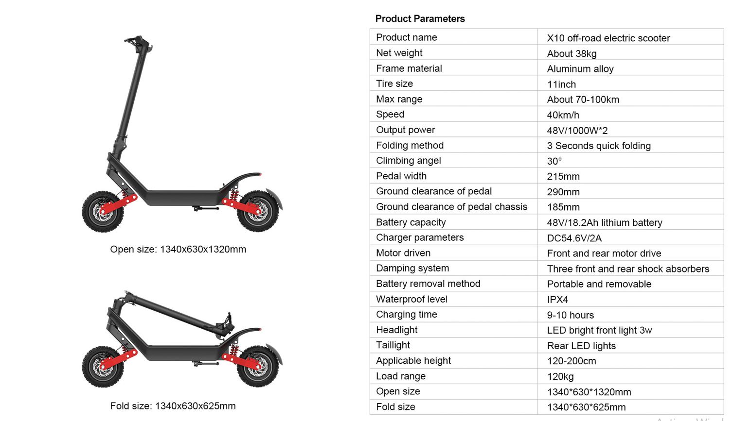 PATINETE ELÉCTRICO X10 Dual Motor 2×1200 W - Imagen 6