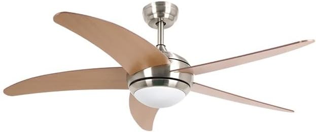 BASTILIPO, MALIBU NIQUEL 3 LED, ventilador techo con mando a distancia, 132cm, 60W