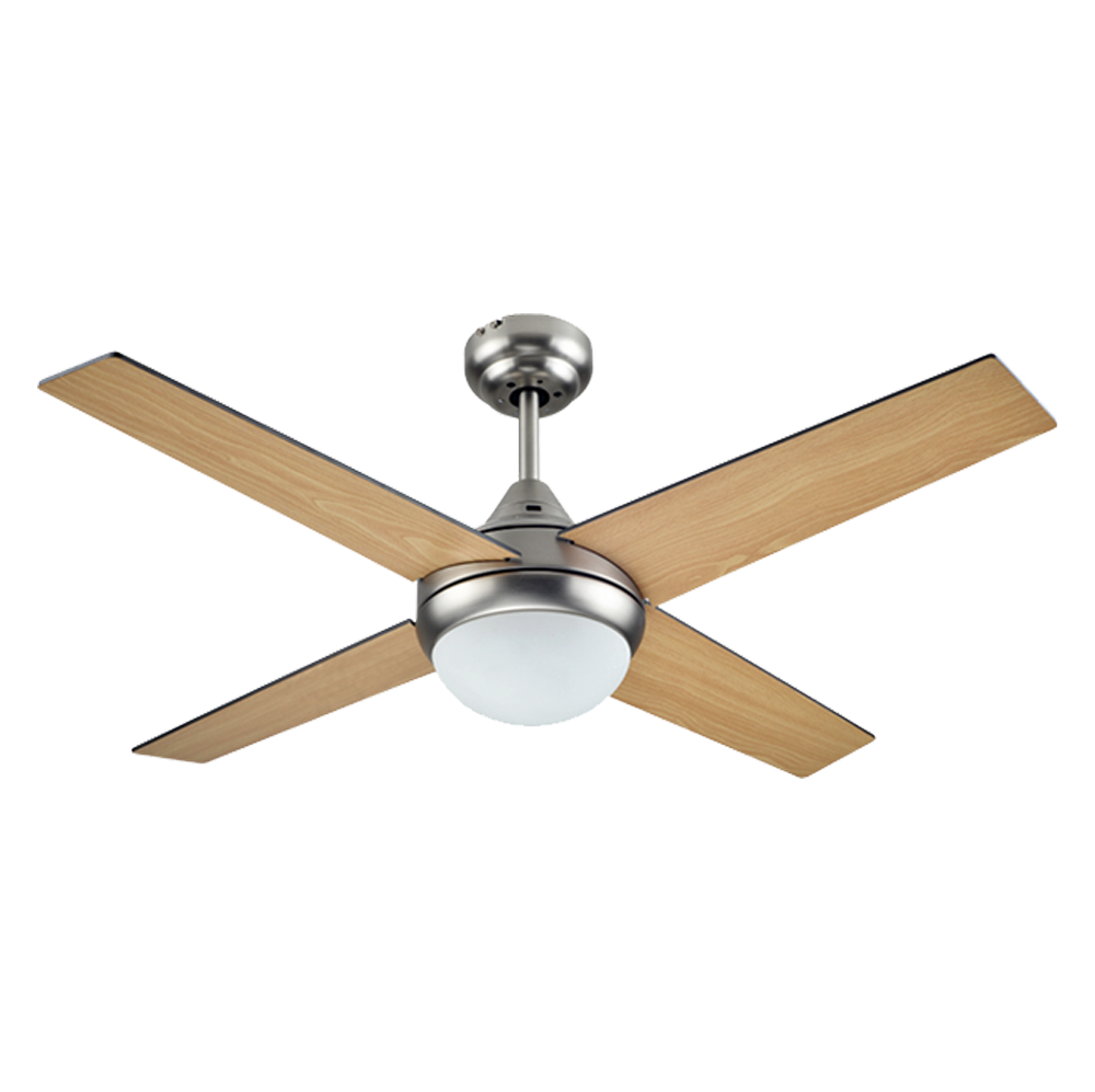 BASTILIPO, MOJACAR NIQUEL LED, ventilador de techo acero cepillado de 105 cm con luz 3 LED y mando a distancia