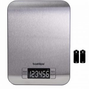 BASTILIPO, SCA5k-INOX, bascula de cocina inox, graduación 1gr, pantalla LCD, máximo 5Kg, incluye pilas