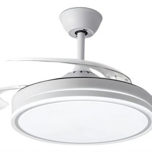 BASTILIPO, ESTORIL BLANCO, ventilador de techo retráctil de 106cm, calidad premium, motor DC, Luz LED 3 tonos 36W, mando a distancia